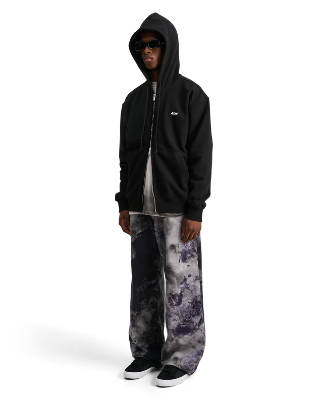 ALIS AARON HOODIE W/ ZIPPER & LOGO Hoodie Solid Black