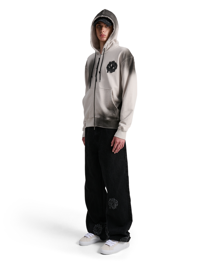 ALIS AARON HOODIE W/ ZIPPER Hoodie Antartica White + Spray