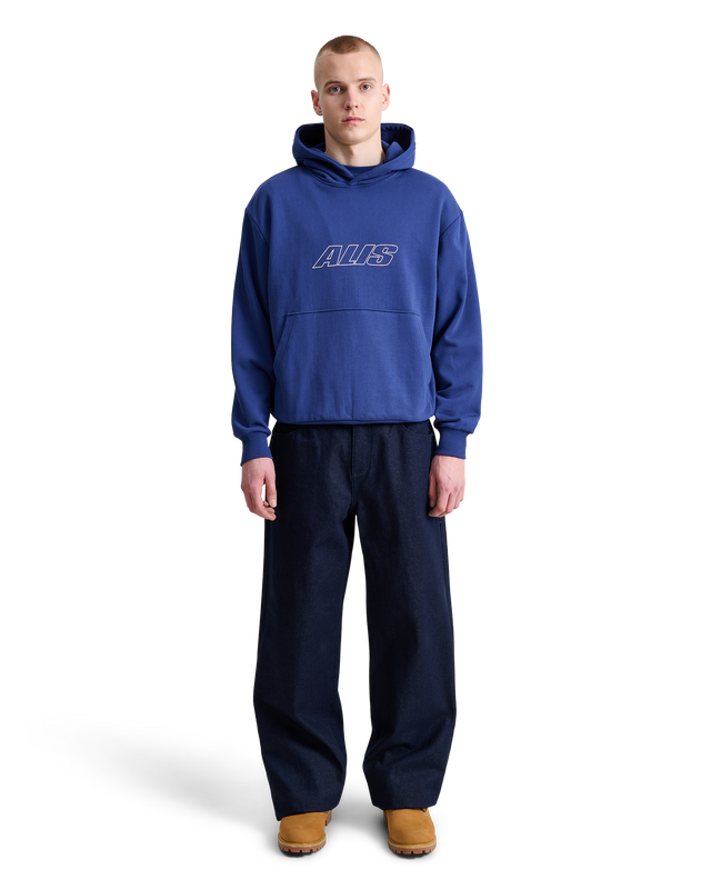 ALIS AORI HOODIE W/ CHEST LOGO OUTLINE Hoodie Solid Blue