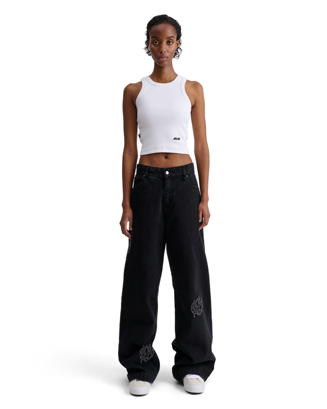 ALIS BAM WIDE FIT JEANS W/ LOTUS PATCHES Jeans