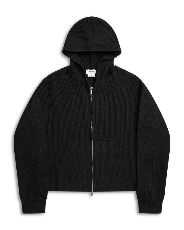 ALIS BARIAN RIBBED KNIT HOODIE Knitwear Solid Black