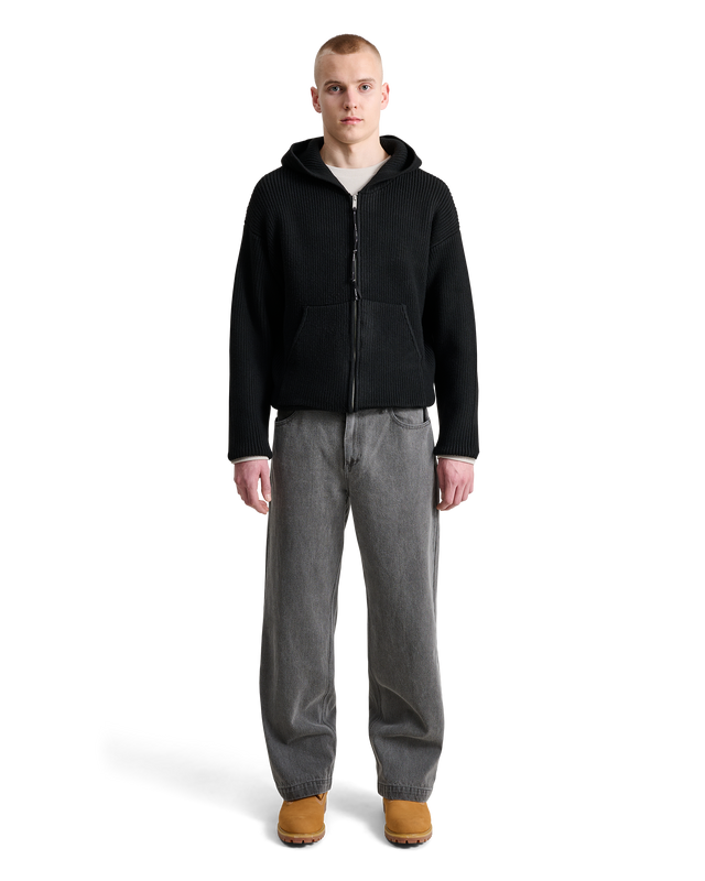 ALIS BARIAN RIBBED KNIT HOODIE Knitwear Solid Black