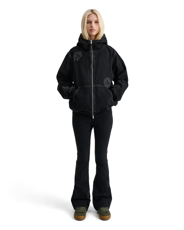 ALIS COCHET HOODED DENIM JACKET W/ PATCHES Jacket
