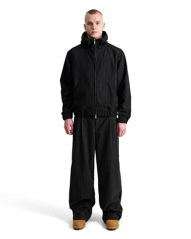 ALIS COCHET HOODED JACKET W. ZIP Jacket Black Pinstripe