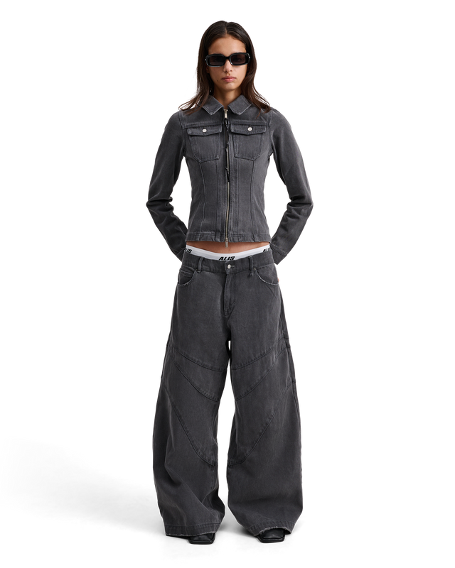 ALIS JENN SHORT FITTED DENIM JACKET Jacket Washed Grey
