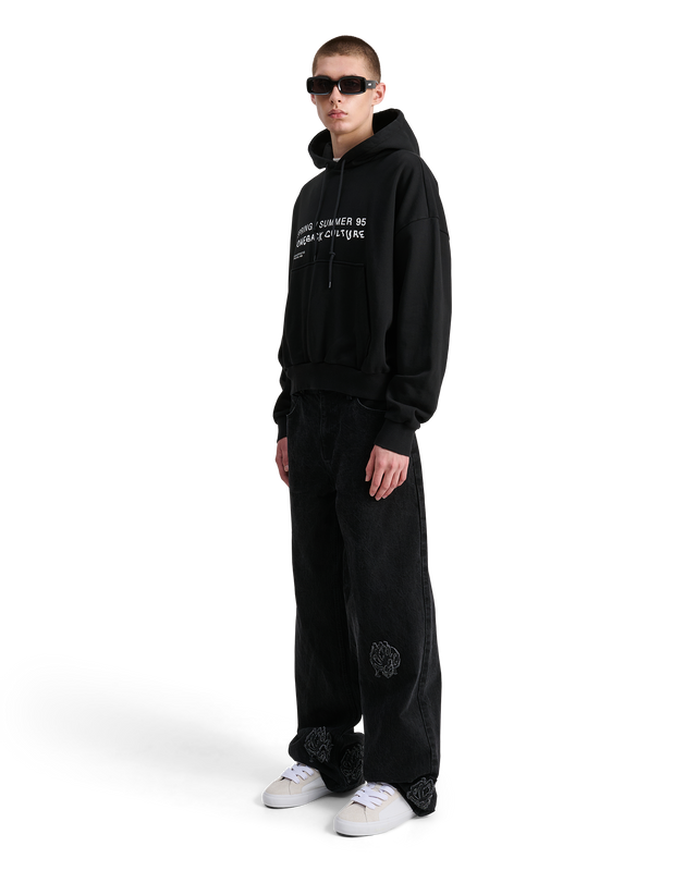 ALIS MALTO CROPPED HOODIE W/ PRINT Hoodie Solid Black