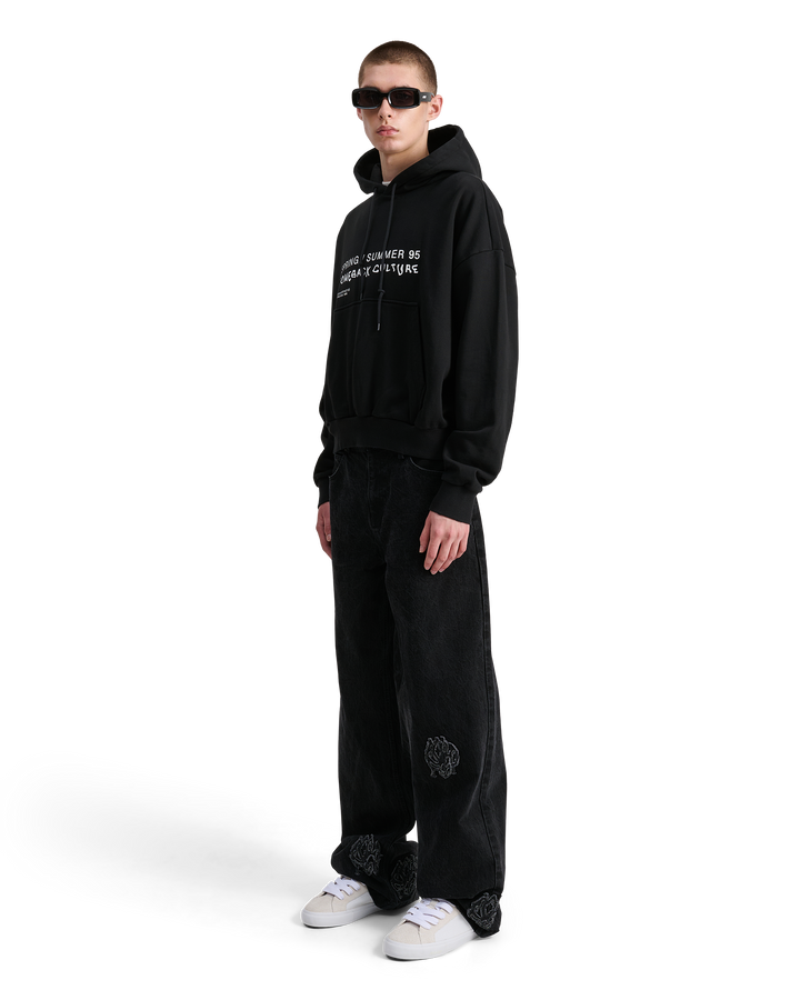 ALIS MALTO CROPPED HOODIE W/ PRINT Hoodie Solid Black