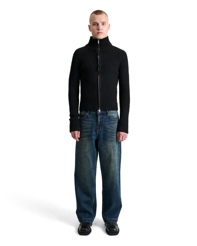 ALIS PEAROS KNIT SWEATER W/ ZIP Knitwear Solid Black