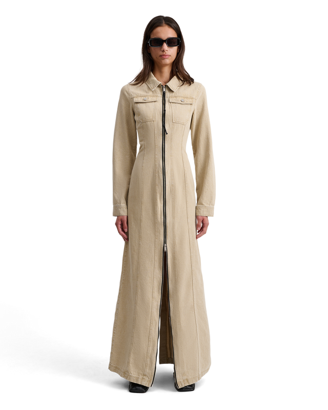 ALIS RAPINOE LONG FITTED DENIM JACKET Coat Faded Sand
